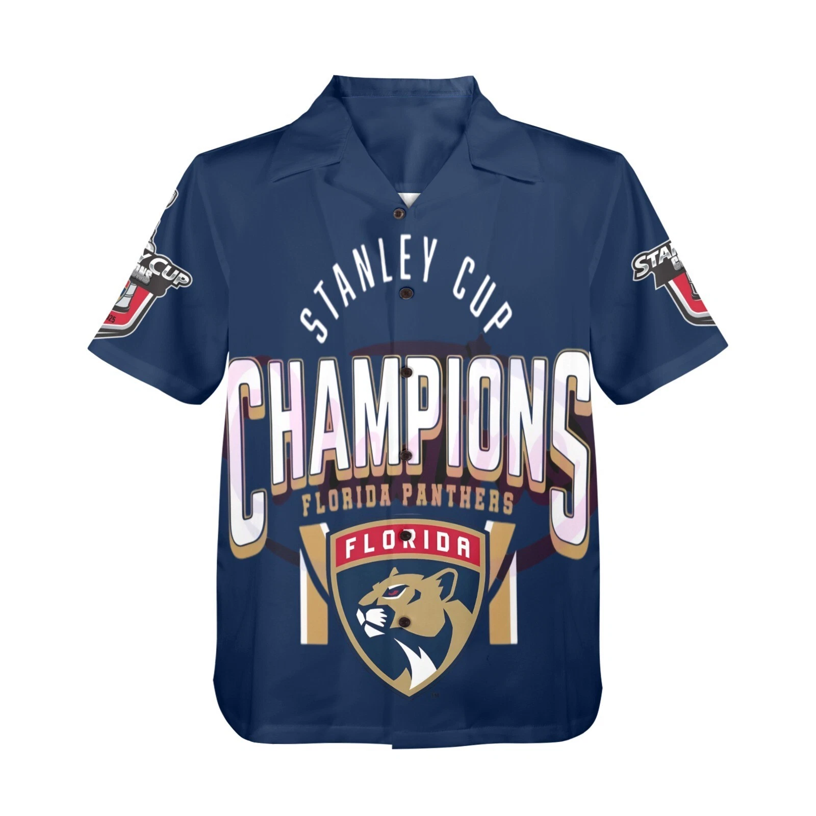 Hawaiian Button Shirt.  Florida Panthers. 2025 Stanley Cup Champions