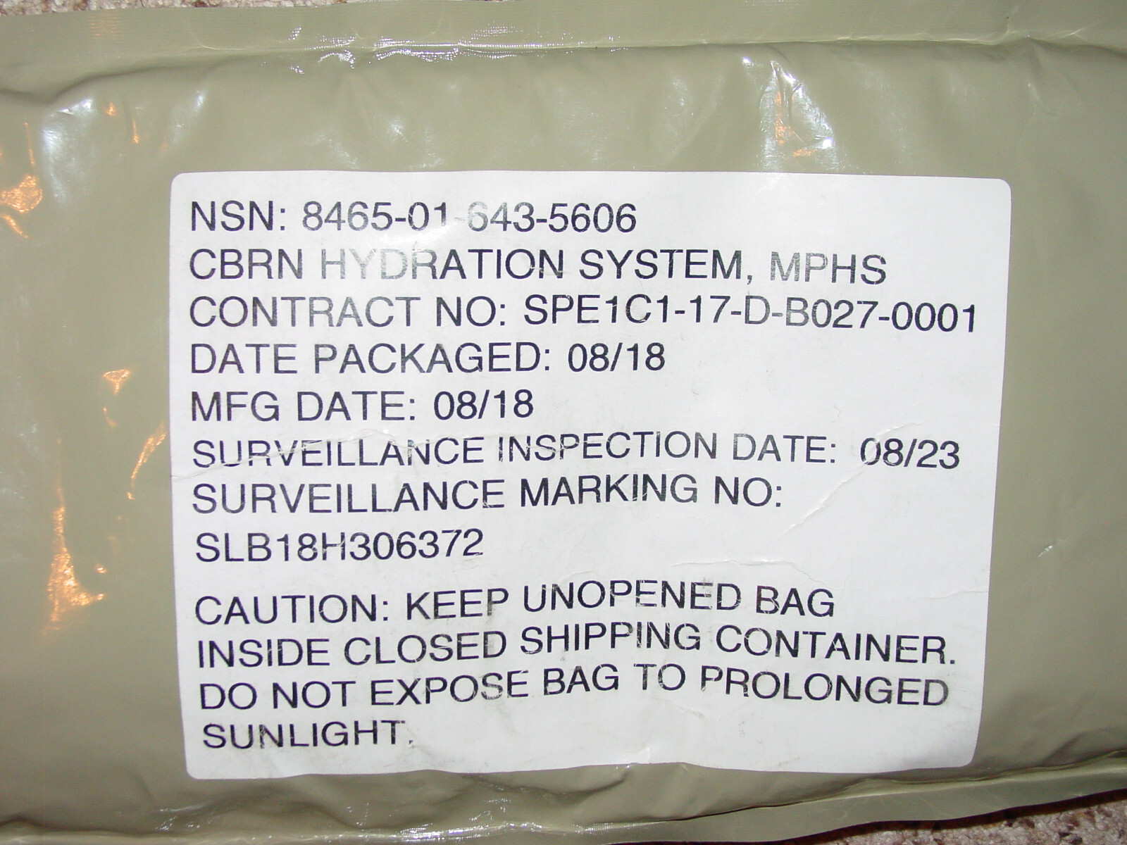 USGI New/Unopened CBRN Hydration System MPHS Chem Bio Reservoir Bladder 100oz