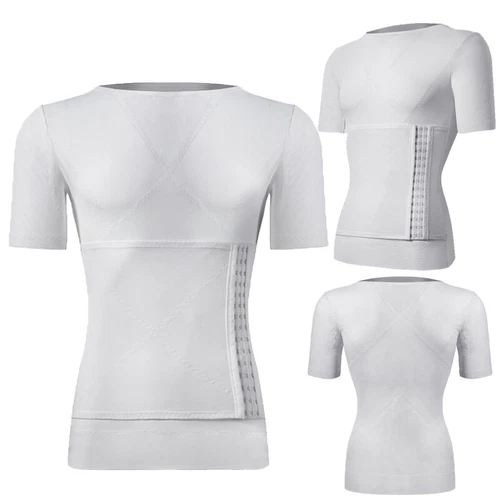 GILET DA UOMO BODY SHAPER SLIMMING PANCIA PETTO COMPRESSIONE T-SHIRT TANK TOP CINTURA - Foto 34 di 36