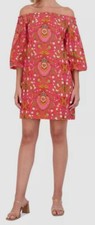 Vince Camuto Women's Pink Paisley-Print Off-The-Shoulder Dress Size 10