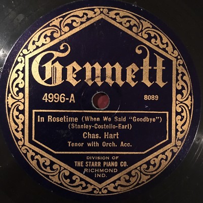 Chas Hart  78 rpm GENNETT 4996 A PICTURE WITHOUT A FRAME V+
