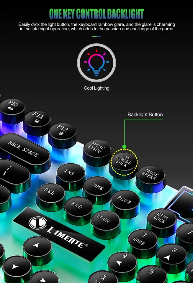 Gaming Keyboard and Mouse Set, Rainbow, Waterproof Keyboard, 1000 DPI Mouse - Image 3 of 4