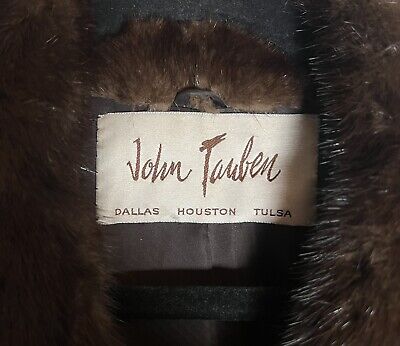 Vintage John Tauben Genuine Mink Fur Coat Jacket Dark Brown Dallas Houston Tulsa eBay