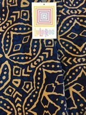 Lularoe TC Tall  Curvy Leggings HTF Unicorn Blue Tan Balls Aztec Unique Vintage