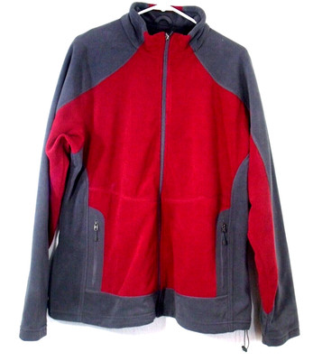 North End Gray and Crimsom Women's Full Zip Fleece Jacket Size XL NWT