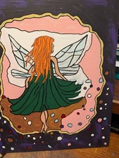 RED HAIRED FAIRY PAINTING on canvas board 