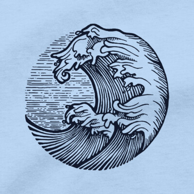 Ocean Waves T Shirt Deep Blue Sea Diving Sailing Surfing Beach