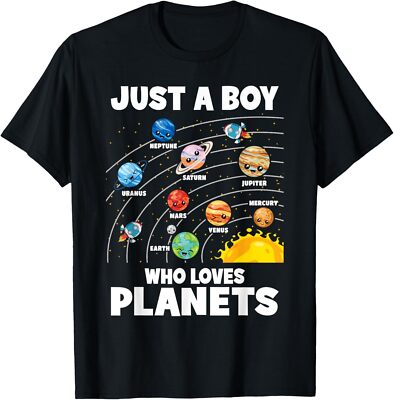 Just A Boy Who Loves Planets Solar System Astrology Space T-Shirt