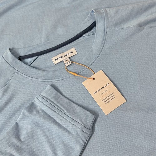 Pull de golf col rond Peter Millar Cradle Performance neuf avec étiquette - bleu Londres - Photo 1/4