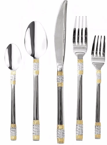 20 Piece Venezia Milano Silverware Set - 18/10 Gold Plated Stainless Flatware - Picture 1 of 4