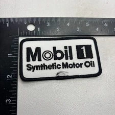 Vtg MOBIL 1 SYNTHETIC MOTOR OIL Car Auto Oil Patch 55aj