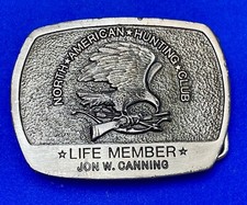 North American Hunting Club - Eagle Gun Life Member Belt Buckle Vintage 1981
