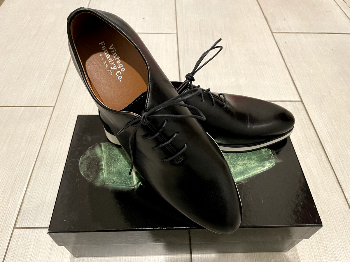 Vintage Foundry, Wholecut Plain Toe Leather Oxford, Black  display picture 1