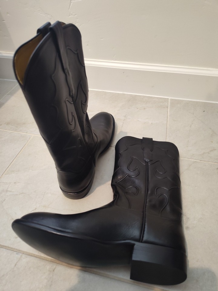 Handmade Black ropers buffalo cowboy boots 8D | eBay