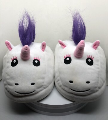 Girls Slippers Unicorn Face Plush Slippers 10” Long, Slip On House