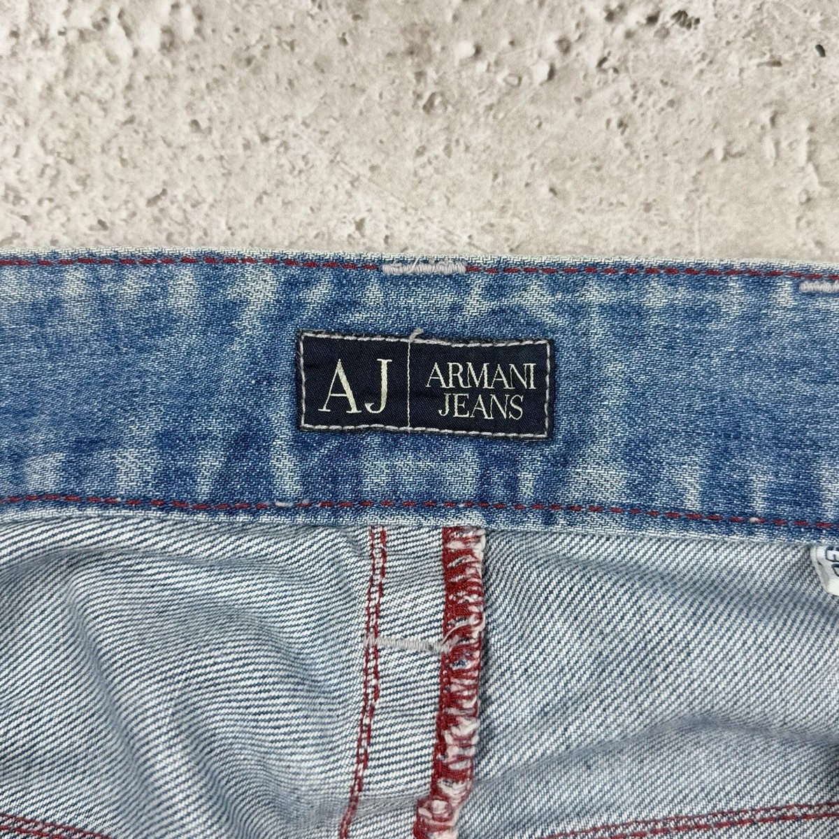 Armani Vintage Y2k Men's Big Back Printed Logo Blue Denim