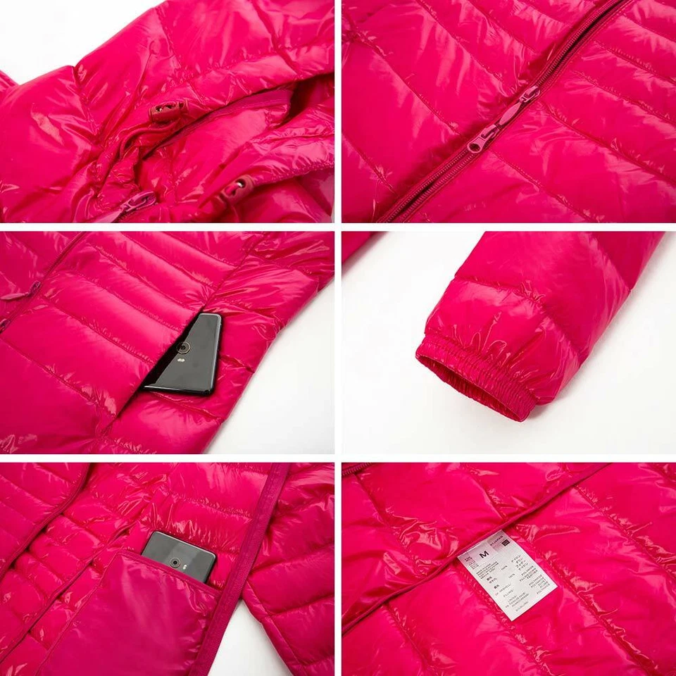 Women's Jacket 90% Duck Down Jacket Coat Ultralight Overcoat Long Hooded Puffer - Image 3 of 4