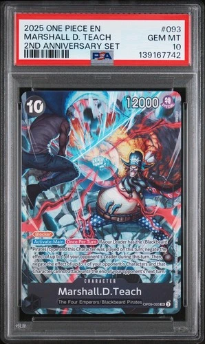 2025 One Piece Marshall D. Teach 2nd Anniversary Set Alt Art SR OP09-093 PSA 10