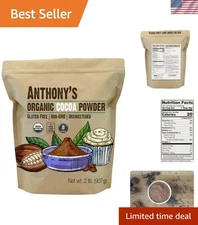 Anthony's Organic Cocoa Powder (2 lb) - Non-GMO, Unsweetened for Baking Delights