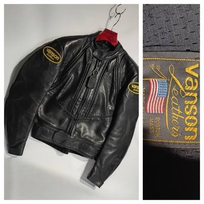Vanson Leathers USA Made Thick Cowhide Single Rider Motorcycle Jacket Black 38