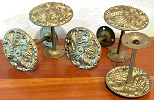 Vintage Lot of 5 Brass Medallion Curtain Drape Tie Backs 3.5" Diameter x 4" Tall