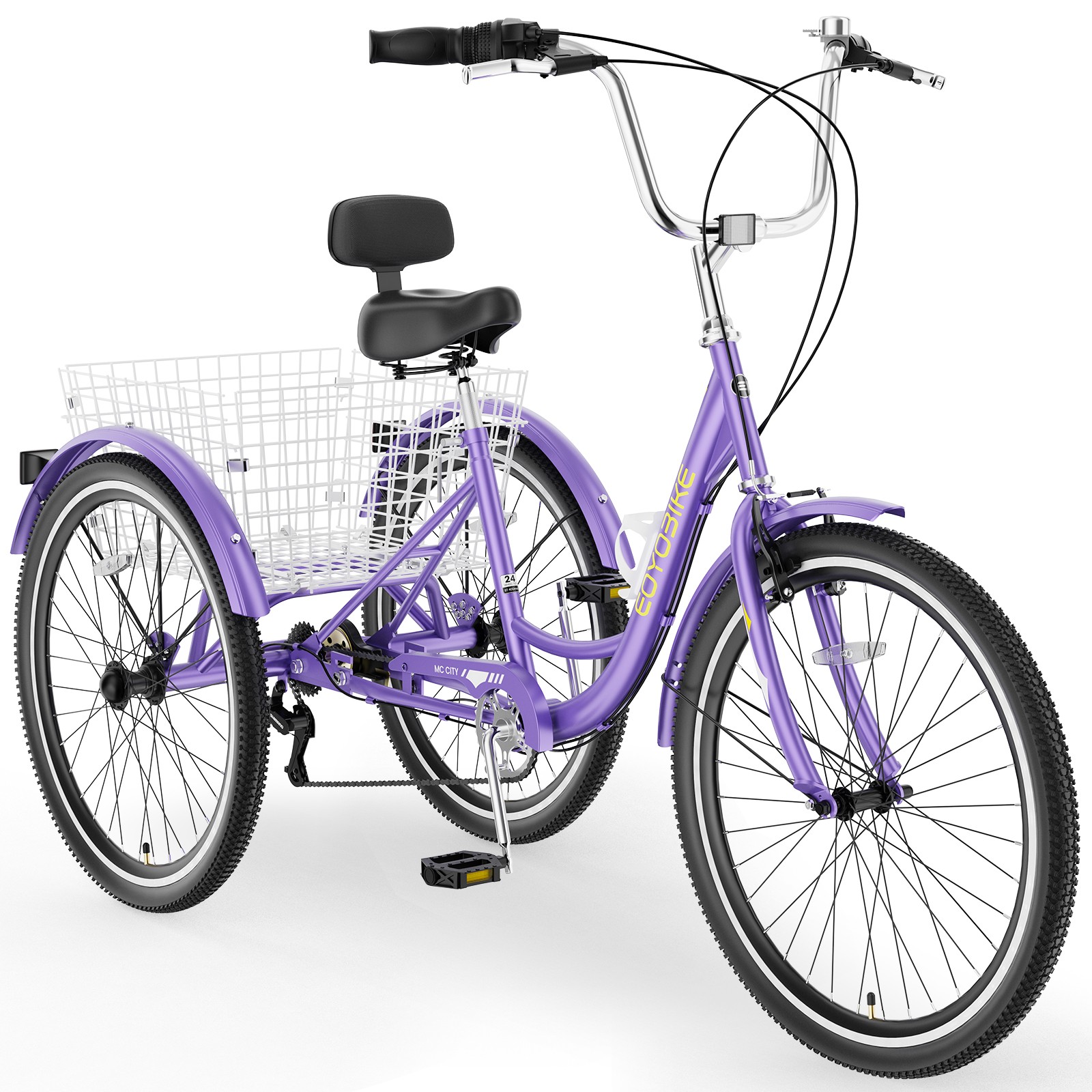EOYOBIKE Adult Tricycle Three Wheel Beach Cruiser 7 Speed 24