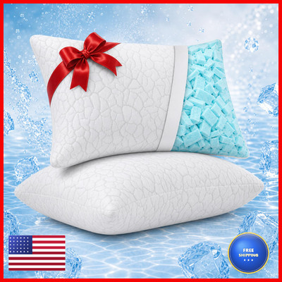 Wgakced Cooling Pillows For Sleeping 2 Pack Adjustable Shredded Memory Foam