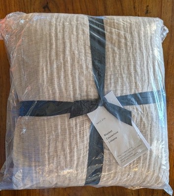 west elm European Flax Linen Blanket -King-Camel - NWT