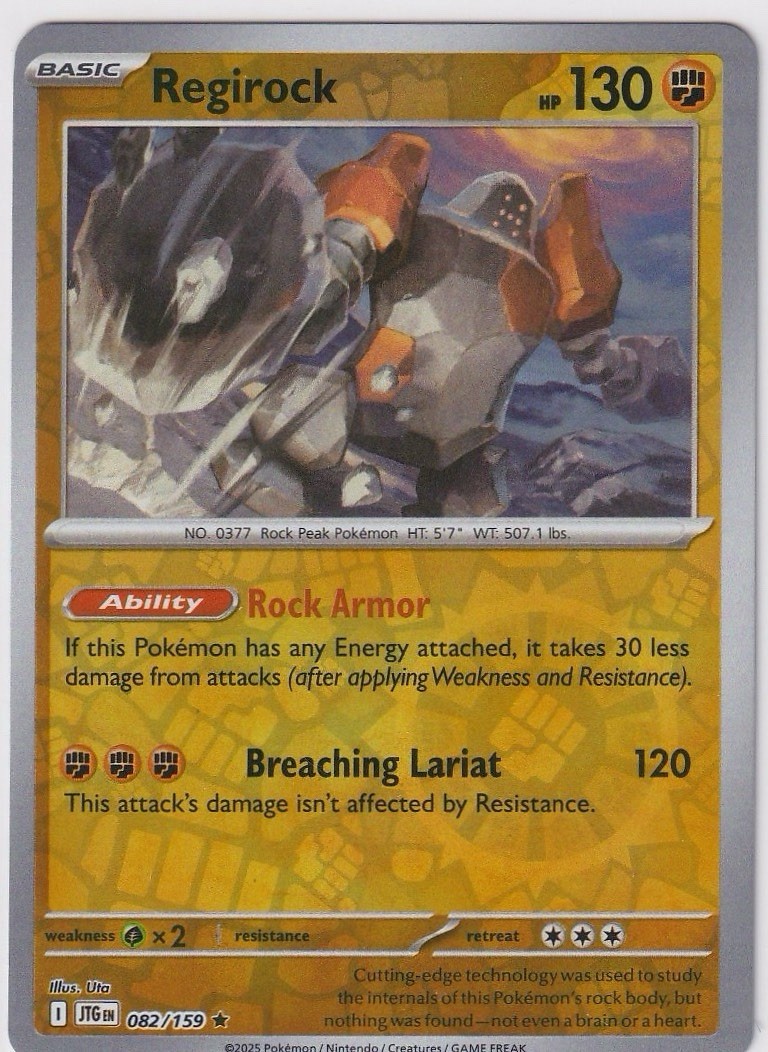 Regirock (Reverse Holo) #82/159 - Sc09: Journey Together - Pokémon TCG NM/M