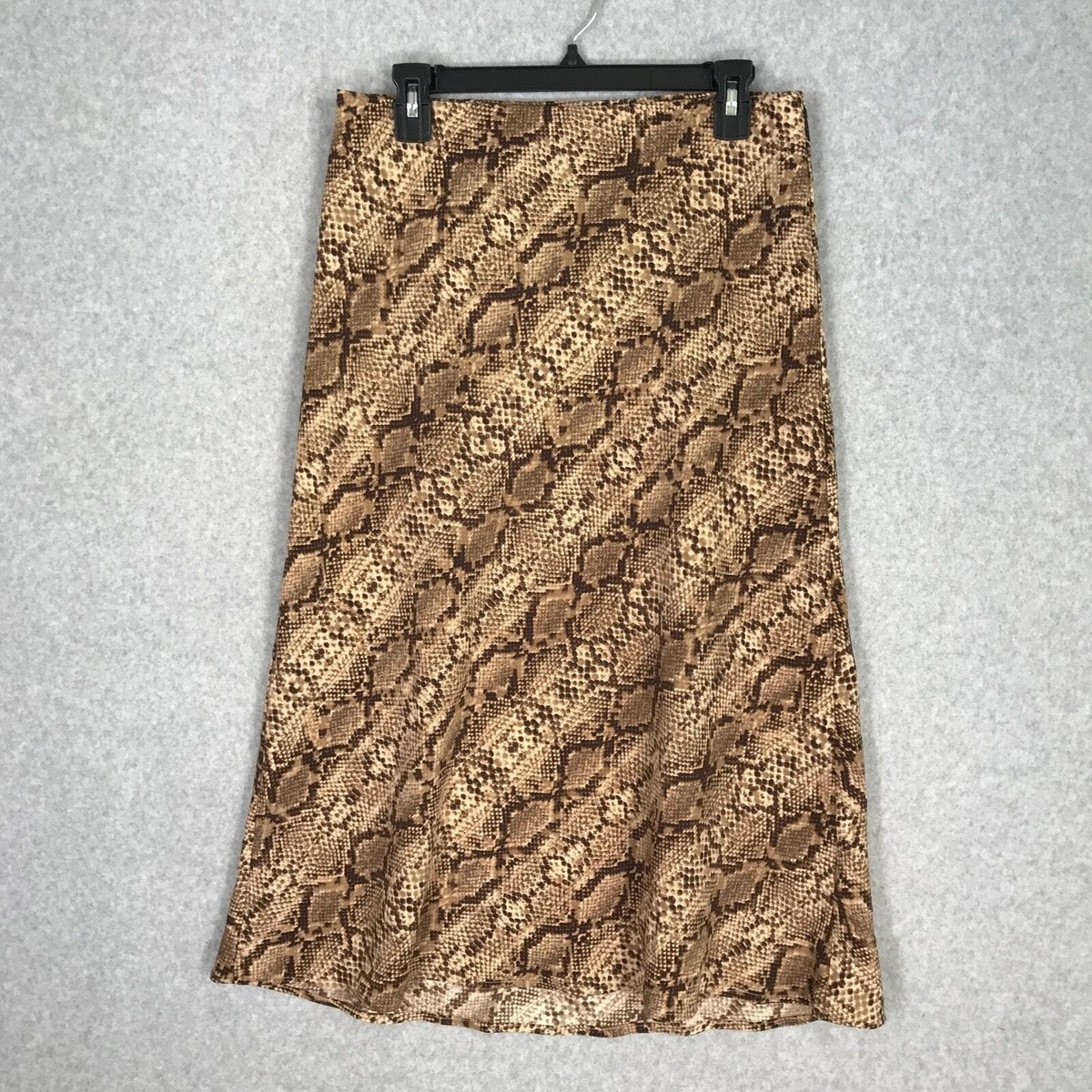 Rachel Zoe Satin Slip Midi Skirt Size Snakeskin Neutral 90s Mob