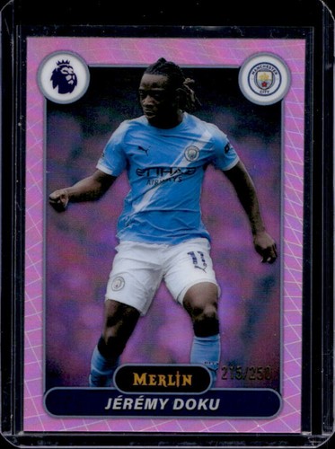2026 Topps Merlin Premier League Jeremy Doku Pink Refractor #/250 Man City