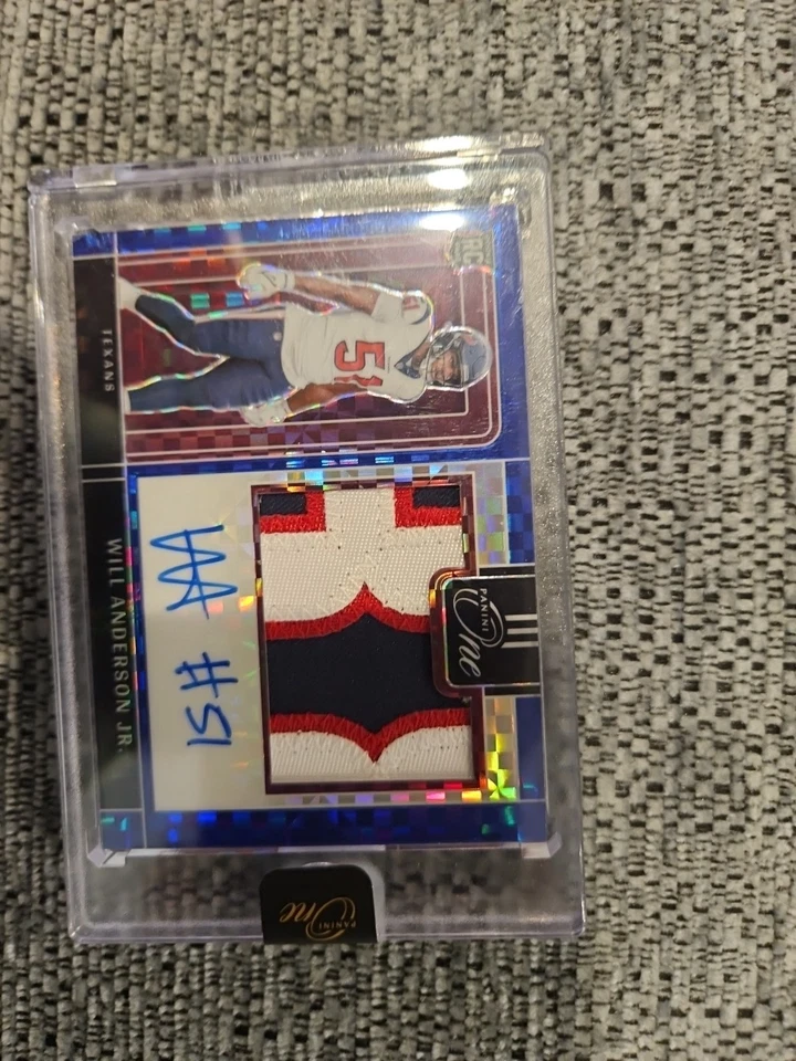 2023 Panini One Precision Blue /75 Will Anderson Jr RPA Rookie Patch Auto RC - Image 3 of 4