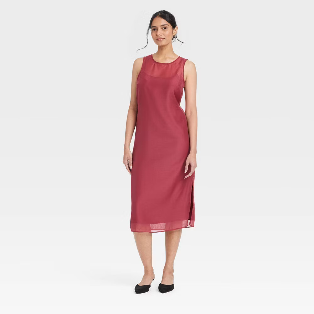 Women's Sheer Organza Midi Shift Dress - A New Day | eBay