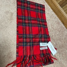 James Pringle Weavers Red Plaid 100 Wool Scarf unisex NEW w/ tag Royal Stewart