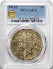 1922-S $1 Peace Silver Dollar PCGS AU50 - Toned / Great Detail / Luster