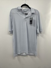 Ariat Tek Polo Shirt Mens Large White All Over Print Fitted Performance Golf NWT