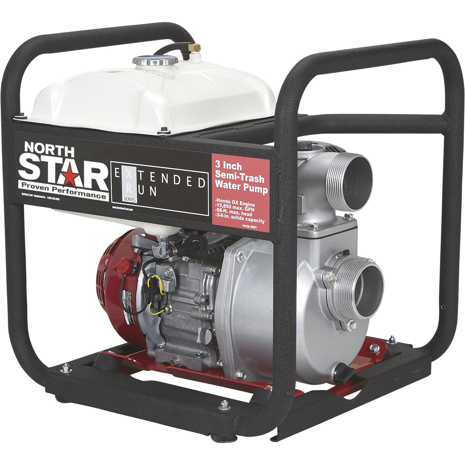 NorthStar Extended Run Semi-Trash Pump, 3in. Ports, 15,850 GPH, 3/4in. Solids