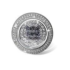 2 PCS Bling Rhinestone Start Button Cover, Push to Start Button Cover White