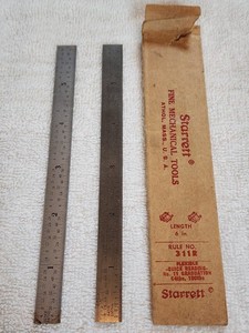 Starrett , two 6 inch rules #311R in factory paper sleeve & #C305R two sided