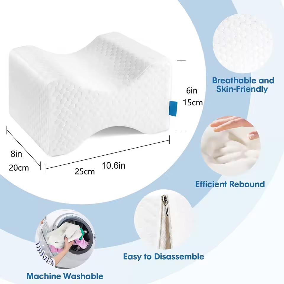 Memory Foam Leg Pillow for Side Sleepers Knee Support Pillow with Adjustable