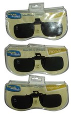 Solar Shield Flip-Up Polarized Sunglasses 54 REC Block UVA Glare clip-on lot of3