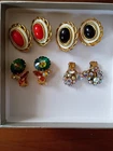 Vintage Lot of 4 PAIR  of Clip On Back Earrings Costume Jewelry