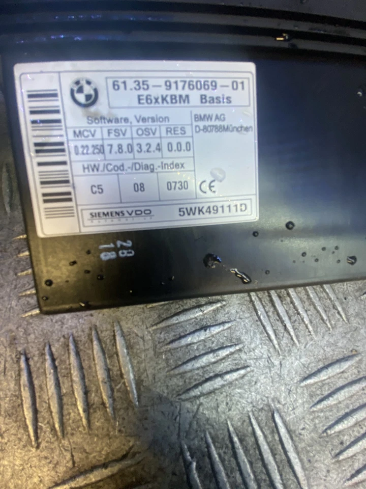 2008 BMW 5 SERIES 520D SE 4DR 2.0 BODY CONTROL MODULE ECU 9176069-01 - Image 3 of 3