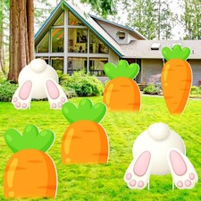 6 Pieces Easter Yard Stakes Decorations Outdoor Easter Decorations Bunny Carr...