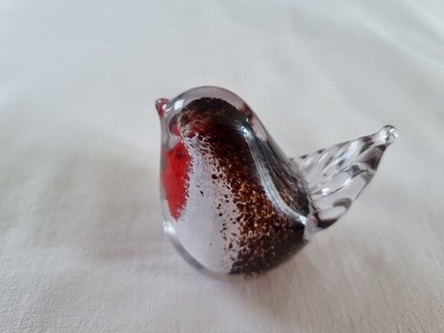 Handgefertigtes Glas Robin Isle Skulptur Glas Ornament