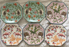 Anthropolgie Lou Rota Nature Table Set of 6 Plates Monkey Elephant Flamingo