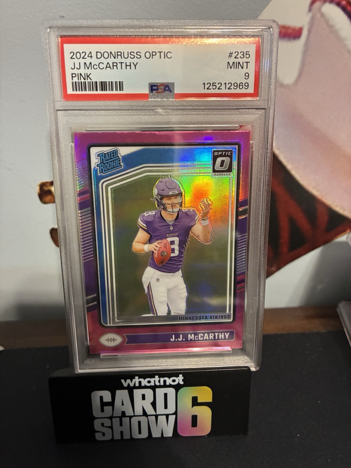 2024 Panini Donruss Optic - Rated Rookie J.J. McCarthy #235 Pink Prizm Psa 9