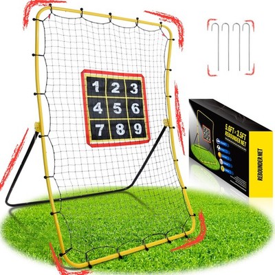 Soccer Rebounder Bounce Back Net, 5.6×3.6FT Baseball Rebounder Net, Adjustabl...