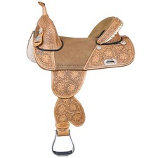 HILASON Western Horse Treeless Trail Barrel Saddle American Leather  for Horses