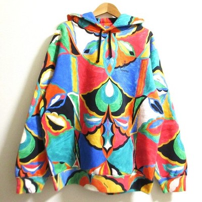 Supreme EMILIO PUCCI Hooded Sweatshirt, Size L, Multicolor mens USED